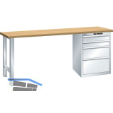 LISTA Werkbank 27x36E Multiplex 1500x750x840mm KEY Lock RAL7035 4 Laden 75kg