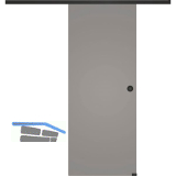 SOLIDO Glasschiebet�r Set BlackShine, Beschl�ge/Muschelgriff schwarz, 920x2100