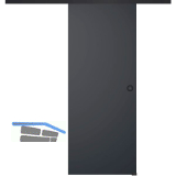 SOLIDO Glasschiebet�r Set BlackDark, Beschl�ge/Muschelgriff schwarz, 920x2100