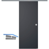 SOLIDO Glasschiebet�r Set BlackDark, Beschl�ge/Muschelgriff silber, 920x2100