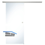 SOLIDO Glasschiebet�r Set Klarglas, Beschl�ge/Muschelgriff silber, 820x2100