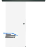 SOLIDO Glasschiebet�r Set Satiniert, Beschl�ge/Muschelgriff schwarz, 920 x 2100