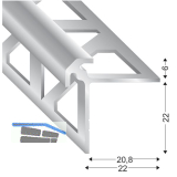 K�GELE Mauerkantenprofil DOPPIO Alu silber, Innenh�he 6 mm, 3000 mm