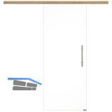 Glasschiebet�r Set Klarglas, 820x2100mm, Inlay CPL Risseiche, Sto�griff silber