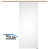 Glasschiebet�r Set Satiniert 820x2100mm, Inlay CPL Achat, Sto�griff silber