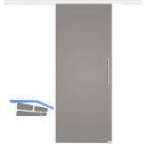 Glasschiebet�r Set BlackShine, 920x2100mm, Inlay CPL Bianco, Sto�griff silber