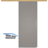 Glasschiebet�r Set BlackShine, 820x2100mm, Inlay CPL Eiche, Sto�griff silber