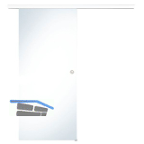 Glasschiebet�r Set Klarglas, 820x2100mm, Inlay CPL wei� Muschelgriff silber