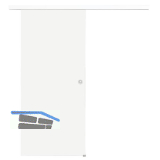 Glasschiebet�r Set Satiniert, 820x2100mm, Inlay CPL wei� Muschelgriff silber