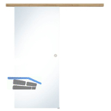 Glasschiebet�r Set Klarglas, 920x2100mm, Inlay CPL Risseiche Muschelgriff silber