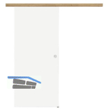 Glasschiebet�r Set Satiniert 920x2100mm, Inlay CPL Risseiche Muschelgriff silber