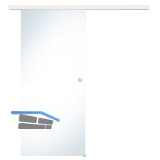 Glasschiebet�r Set Klarglas, 820x2100mm, Inlay CPL Bianco Muschelgriff silber