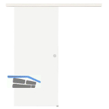 Glasschiebet�r Set Satiniert, 820x2100mm, Inlay CPL Bianco Muschelgriff silber