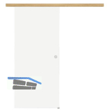 Glasschiebet�r Set Satiniert, 920x2100mm, Inlay CPL Eiche Muschelgriff silber