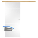 Glasschiebet�r Set Sensita 15, 820x2100mm Inlay CPL Eiche Muschelgriff silber