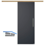 Glasschiebet�r Set BlackDark, 820x2100mm, Inlay CPL Risseiche, Sto�griff silber