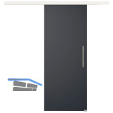 Glasschiebet�r Set BlackDark, 920x2100mm, Inlay CPL Bianco, Sto�griff silber