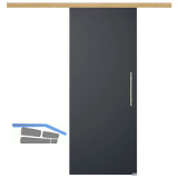 Glasschiebet�r Set BlackDark, 820x2100mm, Inlay CPL Eiche, Sto�griff silber