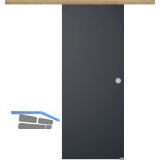 Glasschiebet�r Set BlackDark 820x2100mm Inlay CPL Risseiche Muschelgriff silber