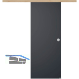 Glasschiebet�r Set BlackDark, 820x2100mm Inlay CPL Achat Muschelgriff silber