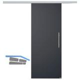 SOLIDO Glasschiebet�r Set BlackDark, Beschl�ge/Sto�griff silber, 820x2100