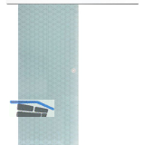 Glasschiebet�r Set Brillant wei�, Inlay wei�, Muschelgriff silber, 920