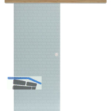 Glasschiebet�r Set Smaragd wei�, Inlay Risseiche, Muschelgriff silber, 820