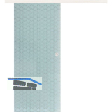 Glasschiebet�r Set Brillant wei�, Inlay Bianco, Muschelgriff silber, 820