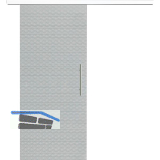 Glasschiebet�r Set Diamant klar, Inlay wei�, Sto�griff silber, 920