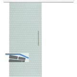 Glasschiebet�r Set Smaragd klar, Inlay wei�, Sto�griff silber, 820 mm