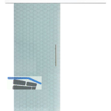 Glasschiebet�r Set Brillant wei�, Inlay wei�, Sto�griff silber, 920 mm