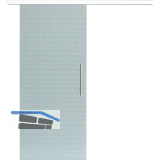 Glasschiebet�r Set Smaragd wei�, Inlay wei�, Sto�griff silber, 920 mm