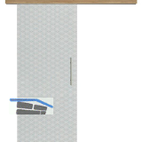 Glasschiebet�r Set Brillant klar, Inlay Risseiche, Sto�griff silber, 820 mm