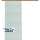 Glasschiebet�r Set Smaragd klar, Inlay Risseiche, Sto�griff silber, 820 mm