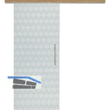 Glasschiebet�r Set Grande Smaragd klar, Inlay Risseiche, Sto�griff silber, 820