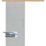 Glasschiebet�r Set Diamant klar, Inlay Achat, Sto�griff silber, 920 mm