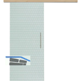 Glasschiebet�r Set Smaragd klar, Inlay Achat, Sto�griff silber, 820 mm