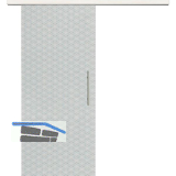 Glasschiebet�r Set Brillant klar, Inlay Bianco, Sto�griff silber, 920 mm