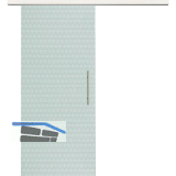 Glasschiebet�r Set Smaragd klar, Inlay Bianco, Sto�griff silber, 820 mm