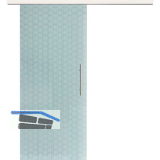 Glasschiebet�r Set Brillant wei�, Inlay Bianco, Sto�griff silber, 920 mm