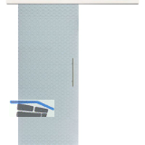 Glasschiebet�r Set Diamant wei�, Inlay Bianco, Sto�griff silber, 820 mm