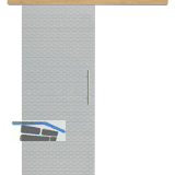 Glasschiebet�r Set Diamant klar, Inlay Eiche, Sto�griff silber, 920 mm