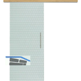 Glasschiebet�r Set Smaragd klar, Inlay Eiche, Sto�griff silber, 920 mm