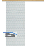 Glasschiebet�r Set Grande Smaragd klar, Inlay Eiche, Sto�griff silber, 820