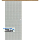 Glasschiebet�r Set Diamant klar, Inlay Risseiche, Muschelgriff silber, 720 mm