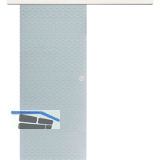 Glasschiebet�r Set Diamant wei�, Inlay Bianco, Muschelgriff silber, 720 mm