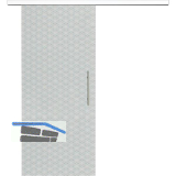 Glasschiebet�r Set Brillant klar, Inlay wei�, Sto�griff silber, 720 mm