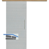 Glasschiebet�r Set Diamant klar, Inlay Risseiche, Sto�griff silber, 720 mm