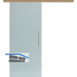 Glasschiebet�r Set Smaragd wei�, Inlay Risseiche, Sto�griff silber, 720 mm