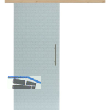 Glasschiebet�r Set Smaragd wei�, Inlay Achat, Sto�griff silber, 720 mm